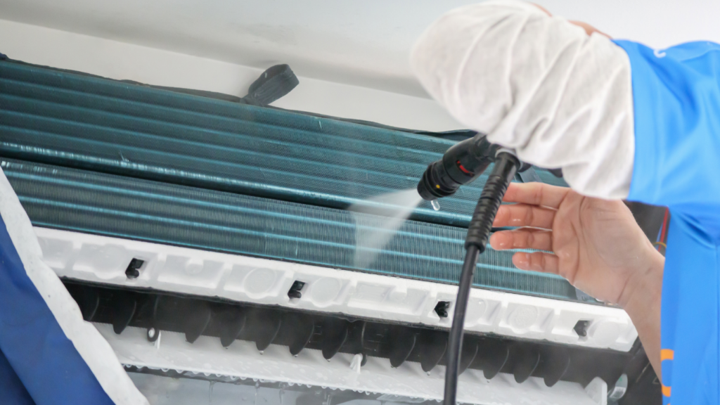 Cleaning air conditioning unit coils
